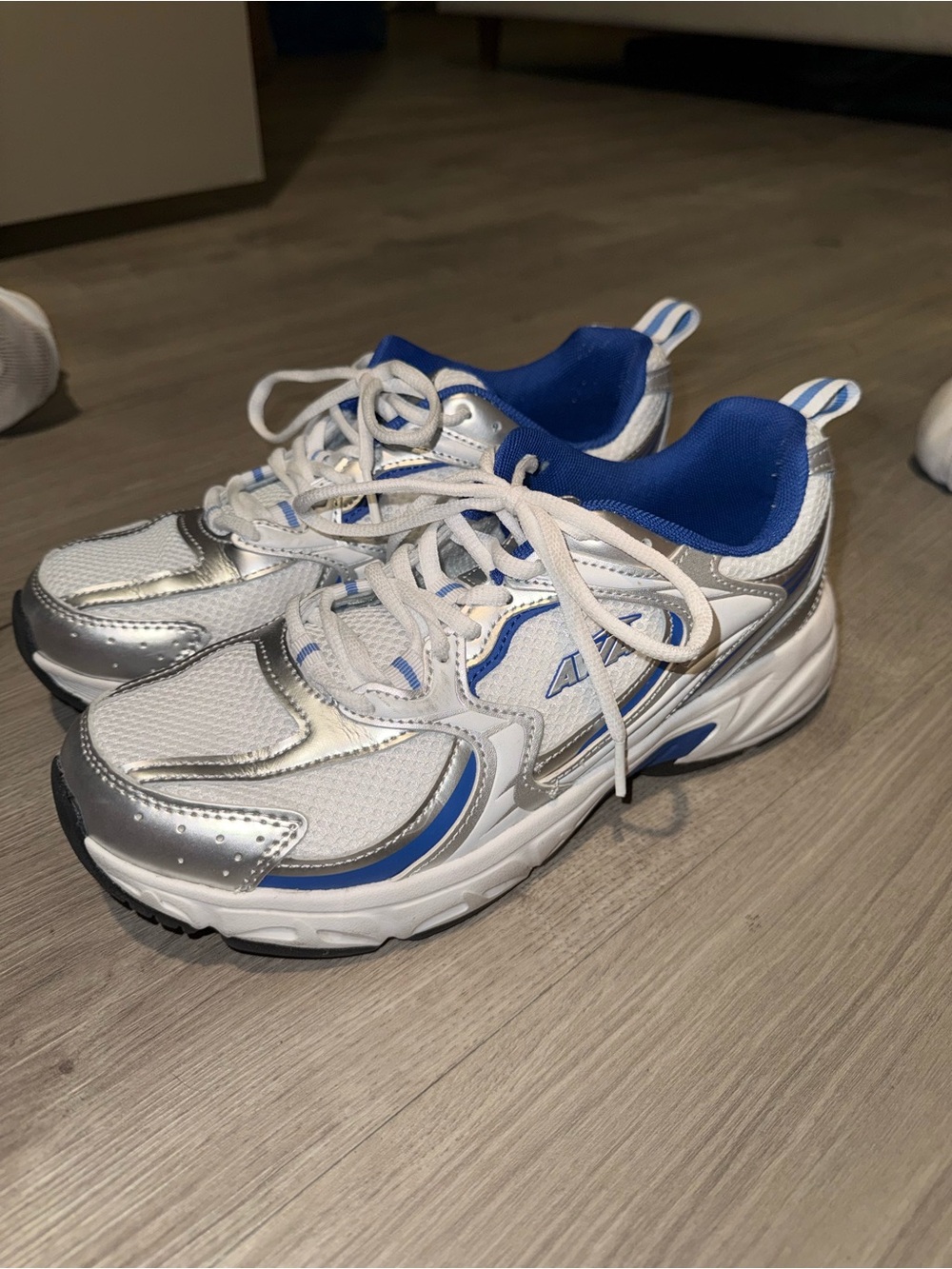 Women’s White and Blue Athletic Sneakers
